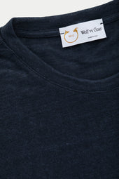 Short Sleeve Linen Crew Neck Tee Navy