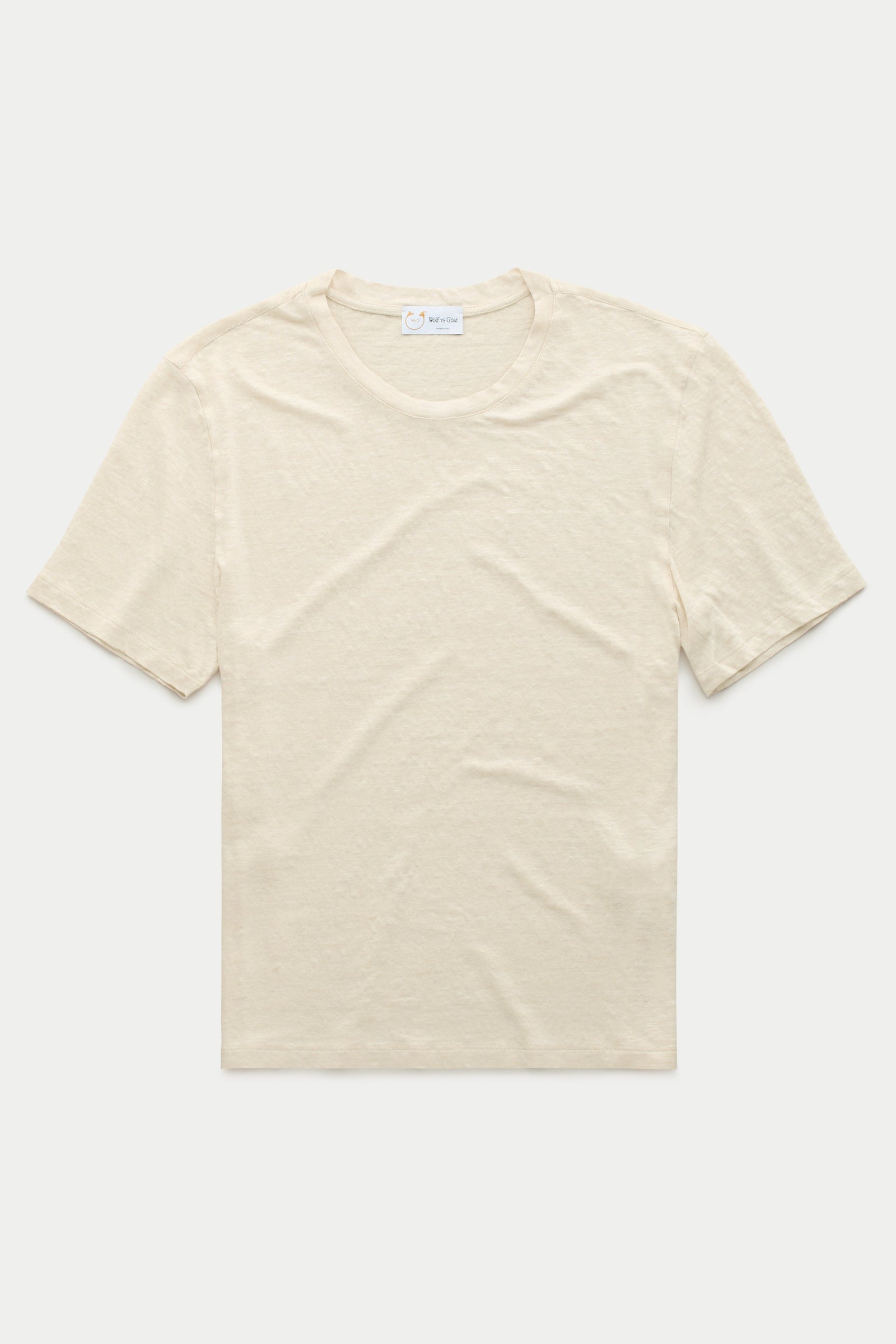 Short Sleeve Linen Crew Neck Tee Panna