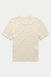 Short Sleeve Linen Crew Neck Tee Panna
