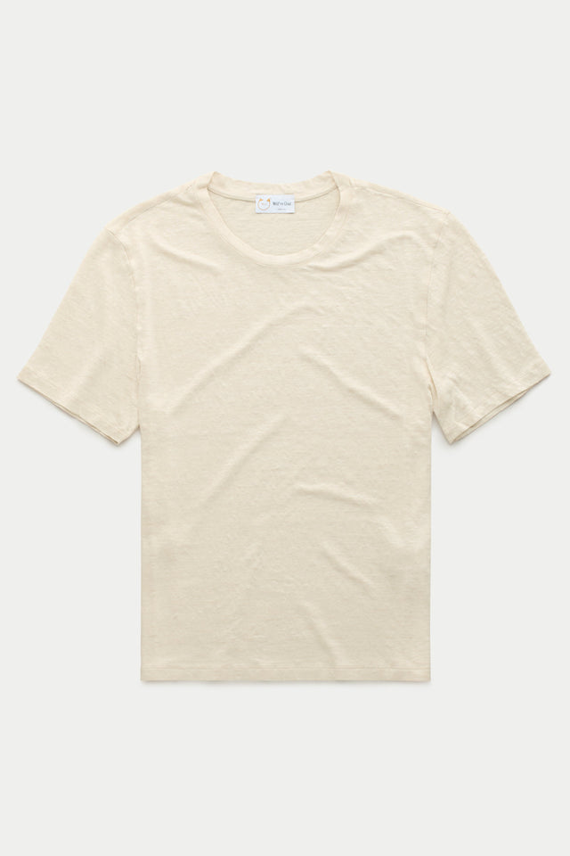 Short Sleeve Linen Crew Neck Tee Panna
