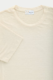 Short Sleeve Linen Crew Neck Tee Panna