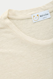 Short Sleeve Linen Crew Neck Tee Panna