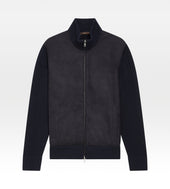 Pull Zip Bleu En Daim Cachemire
