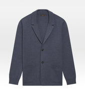 Blazer bleu, maille épaisse en laine