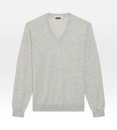 Pull col V en cachemire & soie gris clair