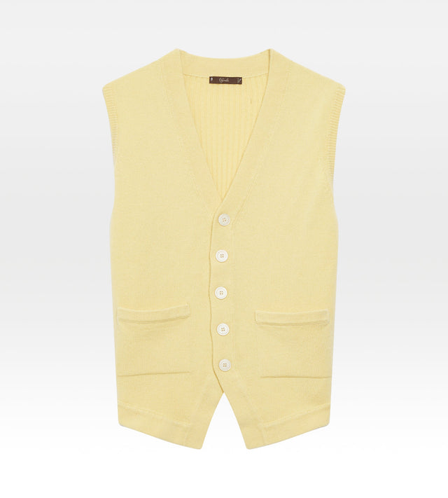 Gilet sans manche en cachemire jaune