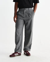 Malham Grey Pinstripe Wool Trousers