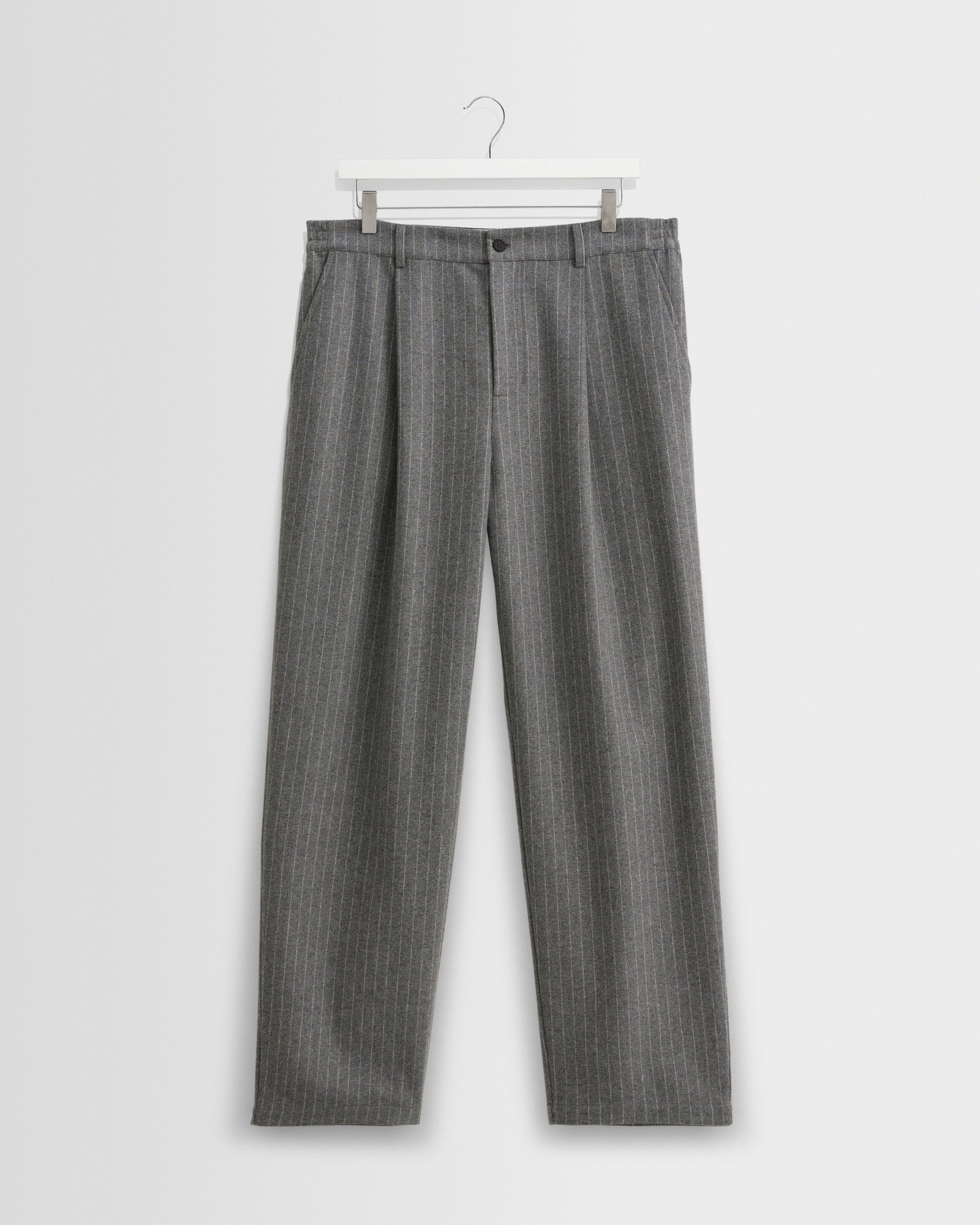 Malham Grey Pinstripe Wool Trousers