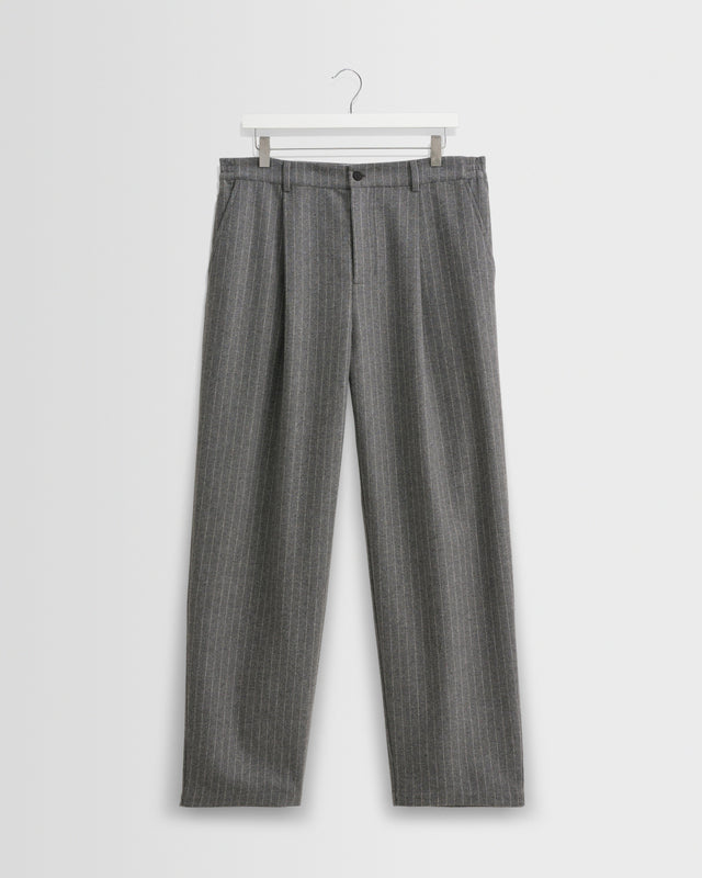 Malham - Charcoal Grey Pinstripe Wool Trousers