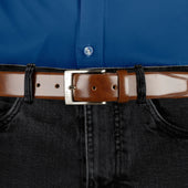 Men S Heritage Lined Full Grain Leather Belt With Satin Nickel Buckle