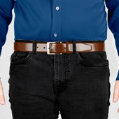 Men S Heritage Lined Full Grain Leather Belt With Satin Nickel Buckle
