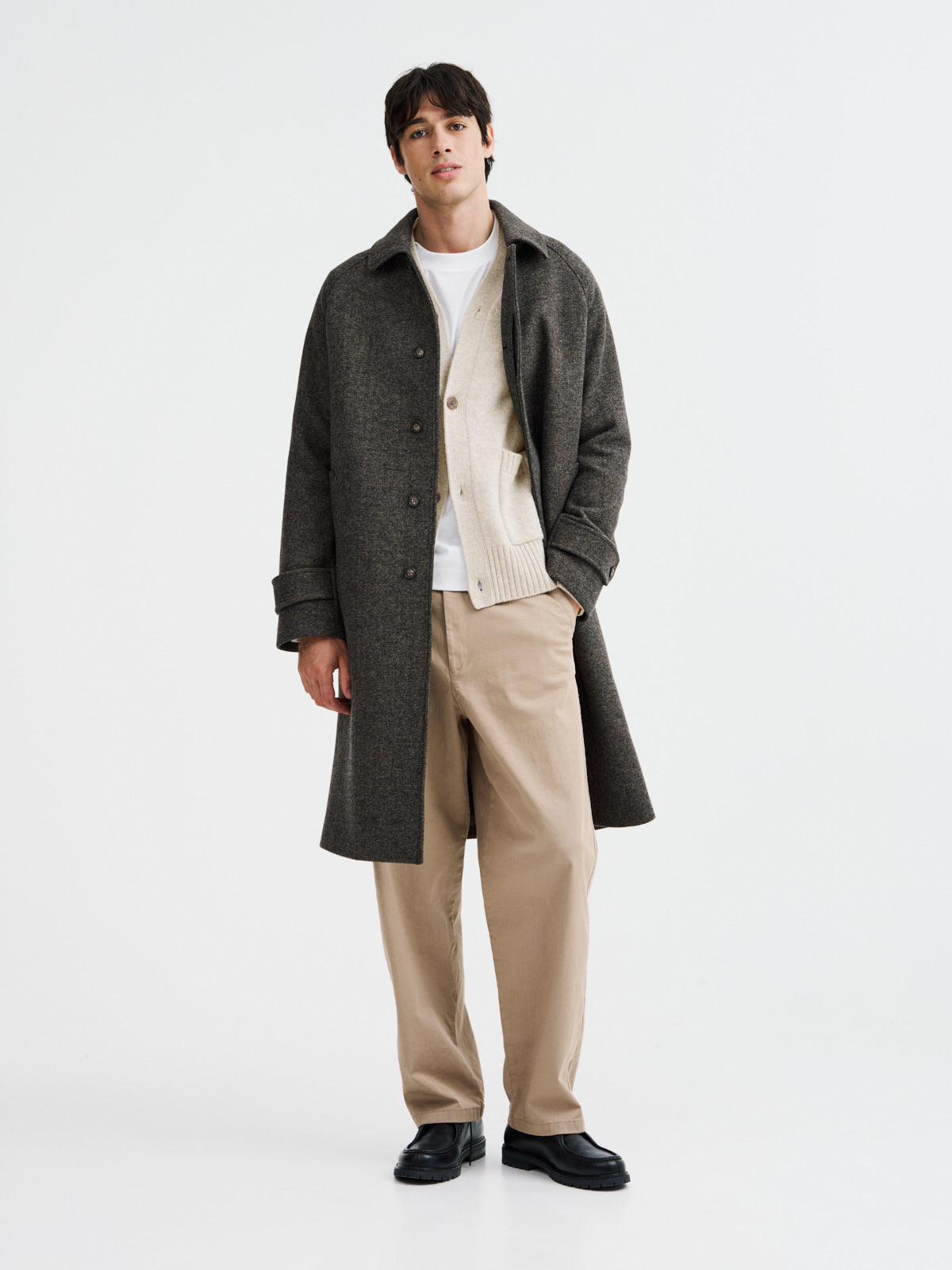 Manteau Balmacaan En Laine M Lang E Marron
