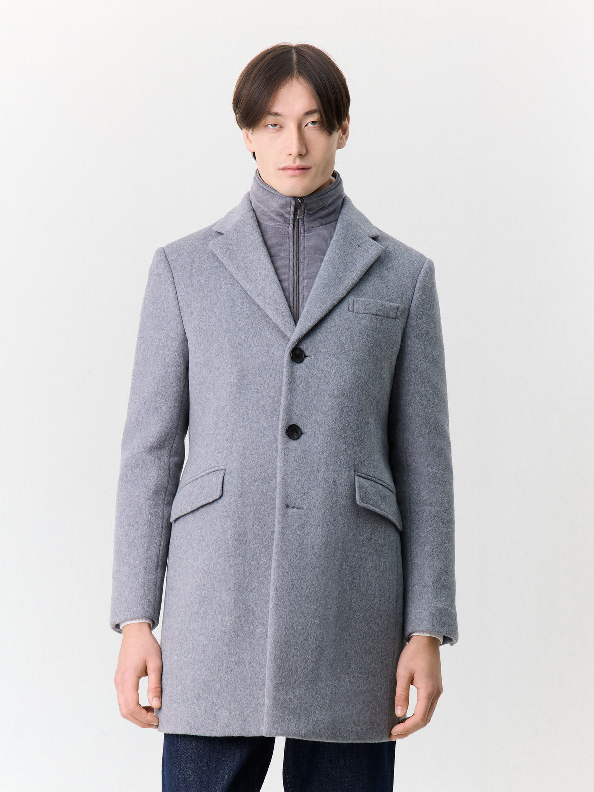 Manteau En Laine M Lang E Grise Parementure Amovible