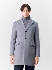 Manteau en laine mélangée grise à parementure amovible
