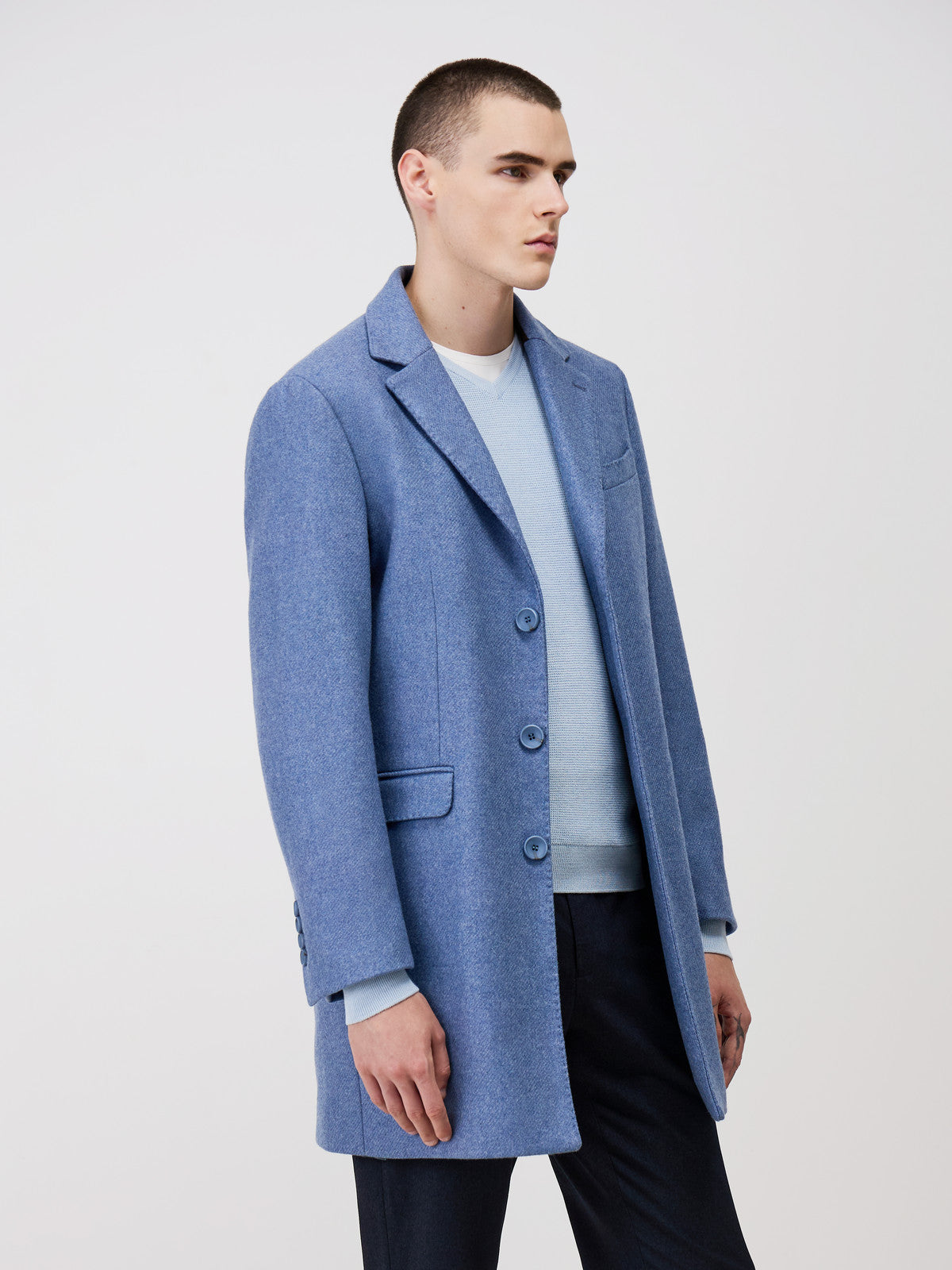 Manteau En Laine M Lang E Bleu Azur