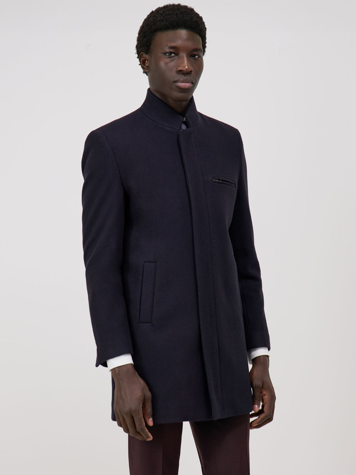 Manteau En Laine M Lang E Bleu Marine