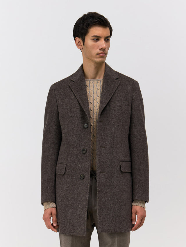 Manteau en laine mélangée marron