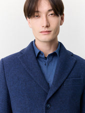 Manteau En Laine M Lang E Bleu Indigo Capuche Amovible