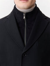 Manteau En Laine Et Coton Noirs Parementure Amovible