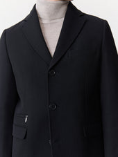 Manteau En Laine Et Coton Noirs Parementure Amovible