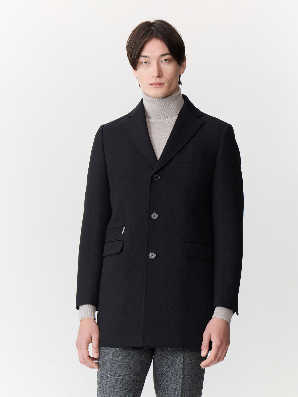 Manteau En Laine Et Coton Noirs Parementure Amovible