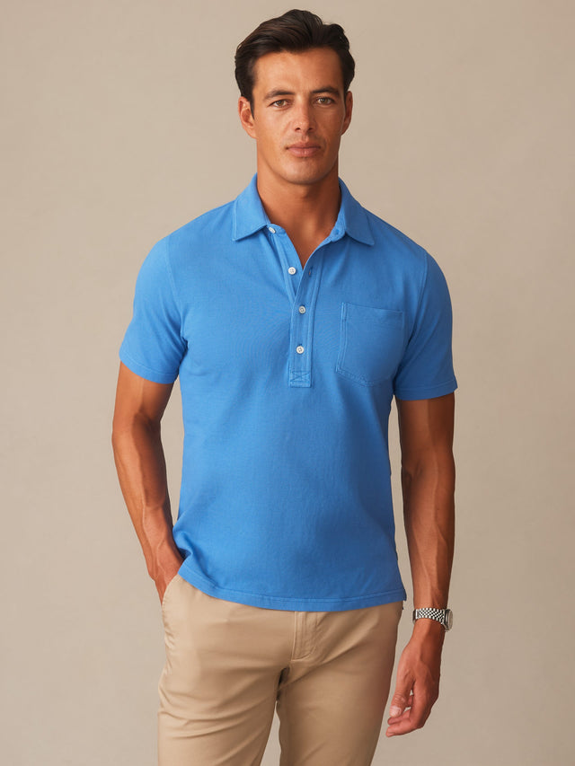 Pacific_Blue Solid Mantle Polo | Men's Knits \u0026 Polos | J.McLaughlin