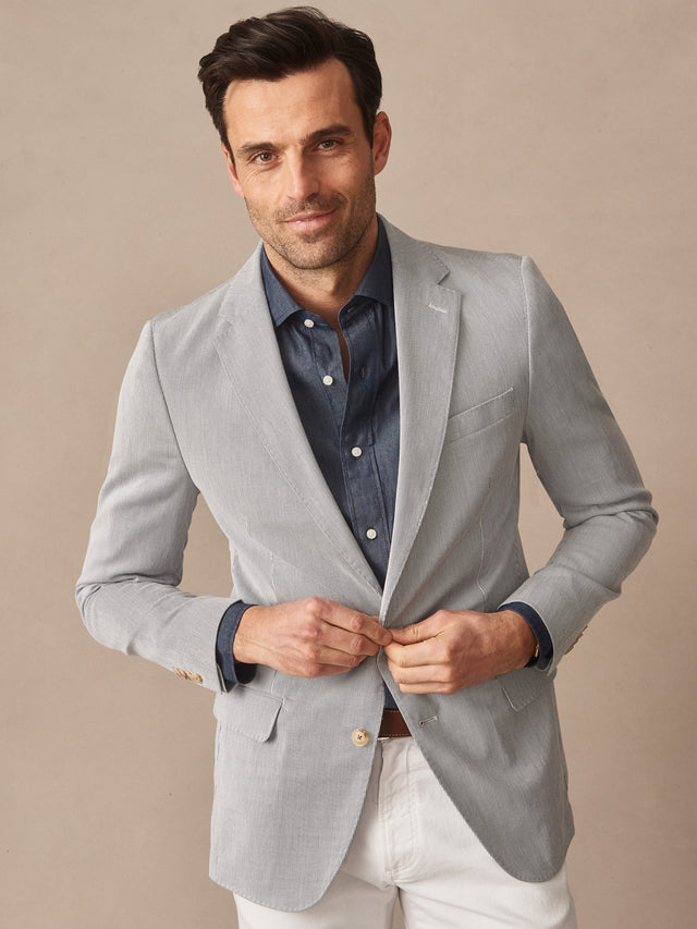 White/Navy Fineline Suffolk Tailoring | Men's Jackets \u0026 Outerwear | J.McLaughlin