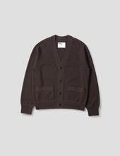 Mhl Flatlock Cardigan Pure Wool Earth