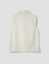 Mhl Sleeveless Overshirt Irregular Cotton Drill Chalk