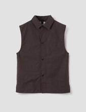 Mhl Sleeveless Overshirt Irregular Cotton Drill Mahogany
