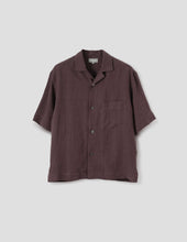 Revere Collar Shirt Soft Linen Poplin Mahogany