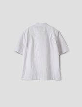 Sleeve Band Shirt Shadow Stripe Cotton White Grey
