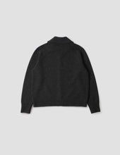 Zip Collar Cardigan Irregular Spun Wool Asphalt