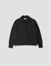 Zip Collar Cardigan Irregular Spun Wool Asphalt