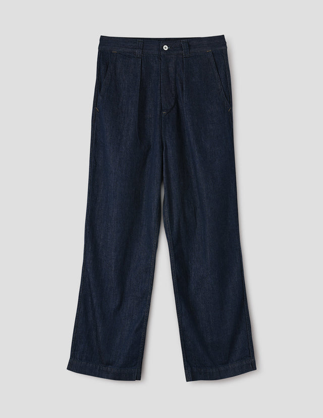 MHL. DENIM STRAIGHT LEG TROUSERS | LIGHT DENIM TWILL | INDIGO