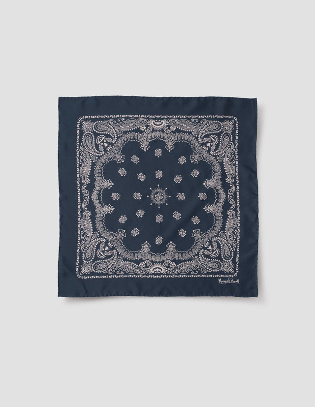 PAISLEY BANDANA | SILK TWILL | NAVY / STONE