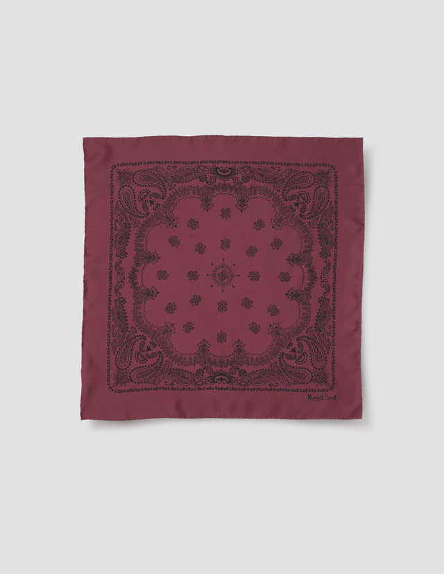 PAISLEY BANDANA | SILK TWILL | RASPBERRY / BLACK