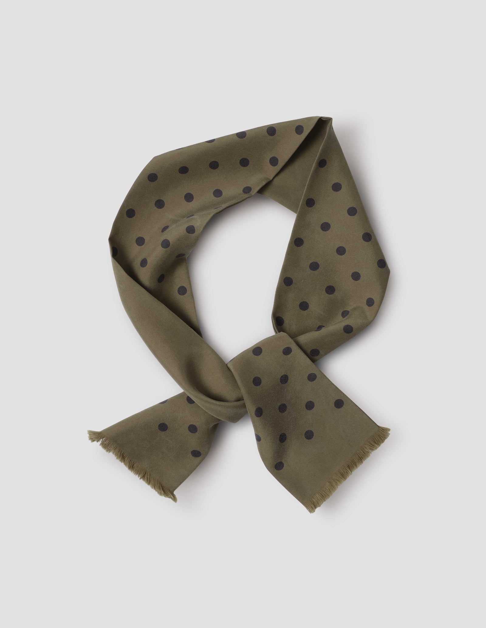 Polka Dot Tie Scarf Silk Dark Stone