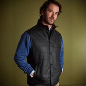 Marine Blue Leather Button Up Gilet