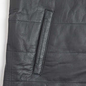 Marine Blue Leather Button Up Gilet