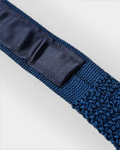 Marine Blue White Spot Knitted Silk Tie
