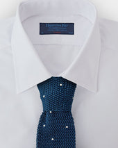 Marine Blue White Spot Knitted Silk Tie