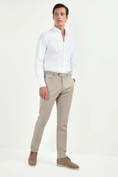 Mastic Cotton And Cashmere Garda Trousers Made In Italy