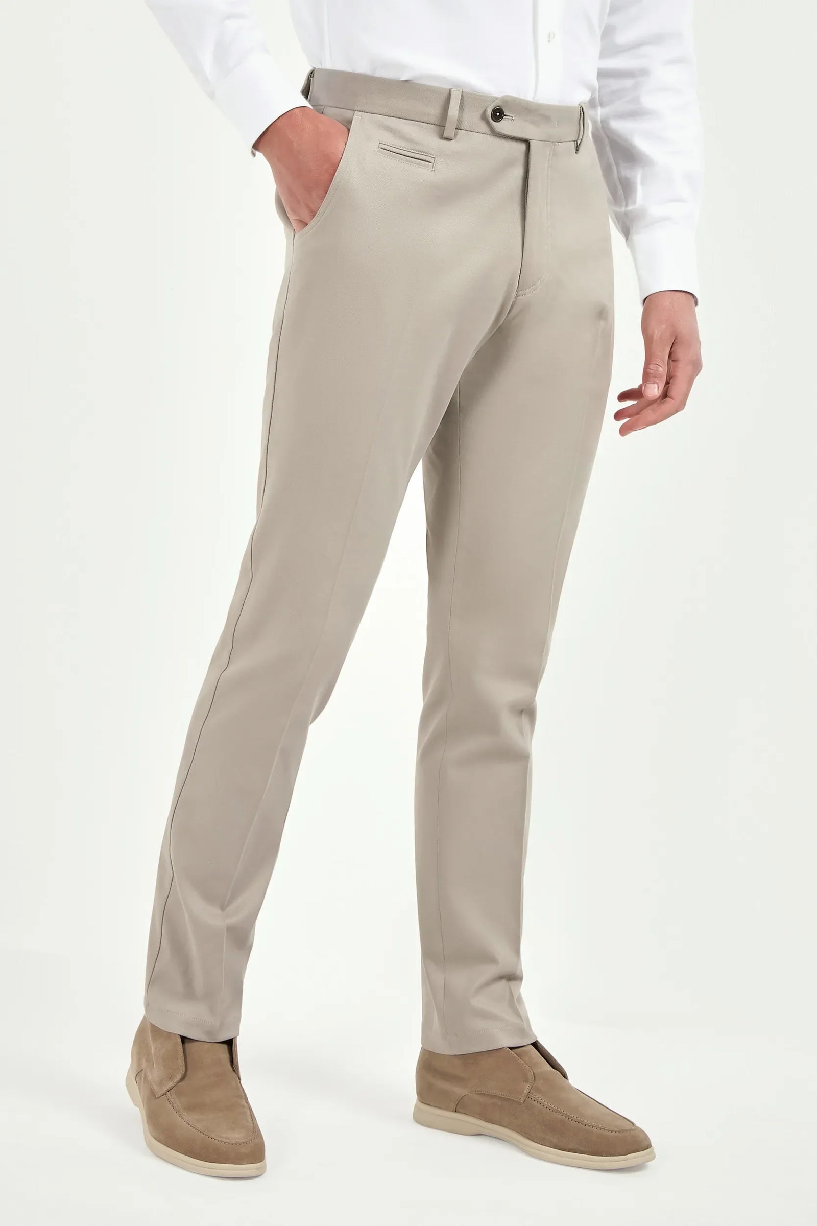 Mastic Cotton And Cashmere Garda Trousers Made In Italy