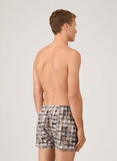 Men's Classic Boxer Short in Liberty Fabric in Grey Archive Gingham