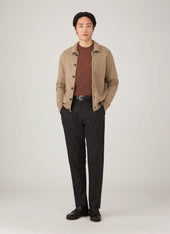 Men's Lambswool Cardigan in Sandstone