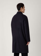 Men's Boiled Wool Car Coat in Navy