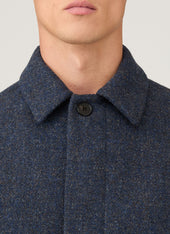 Men's Harris Tweed Car Coat in Selvedge Blue