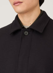 Men's Boiled Wool Coat in Navy