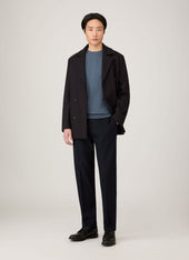 Men's Boiled Wool Pea Coat in Navy